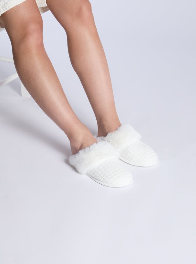 Boux Avenue Waffle Mule Slippers - White
