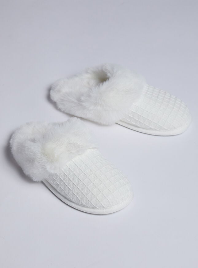 boux avenue Waffle mule slippers - White