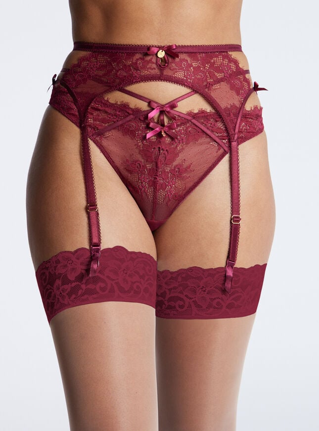 boux avenue Yonina suspender belt - Wine