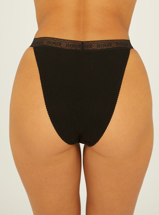 Boux Avenue Yuna Ribbed Brazilian Knickers - Black