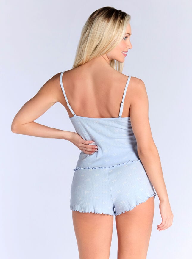 Boux Avenue Bow Cotton Pointelle Cami Short Pyjama Set - Blue Mix