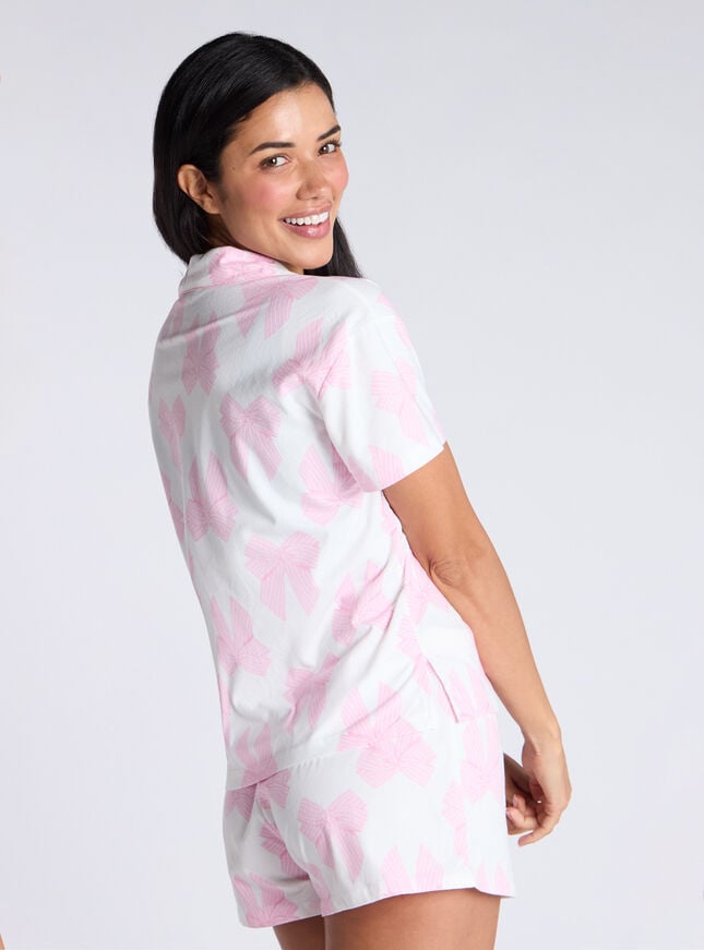 Boux Avenue Bow Fleece Short Pyjamas In A Bag - Ivory Mix