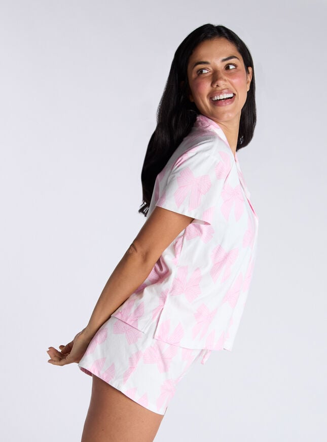 Boux Avenue Bow Fleece Short Pyjamas In A Bag - Ivory Mix