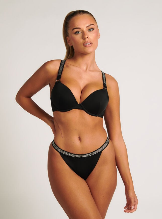 Boux Avenue Capri Super Push Up Plunge Bikini Top - Black