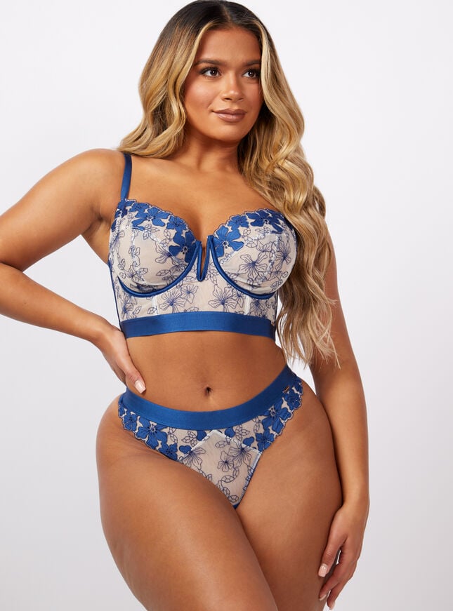 Boux Avenue Carly Unpadded Longline Bra - Deep Blue Mix