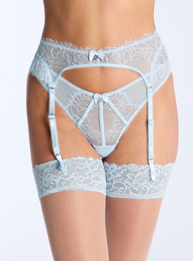 boux avenue Catalina sheer lace suspender belt - Light Blue