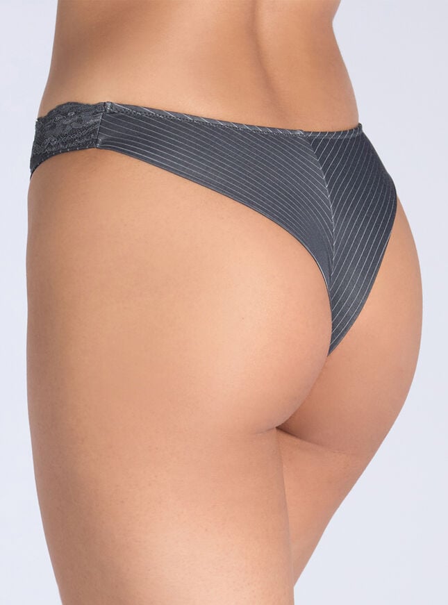 Boux Avenue Charli Modal Blend Stripe Brazilian Knickers - Charcoal
