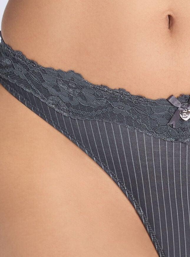 Boux Avenue Charli Modal Blend Stripe Brazilian Knickers - Charcoal