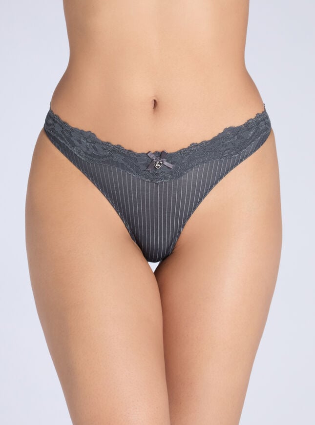 boux avenue Charli modal blend stripe brazilian knickers - Charcoal
