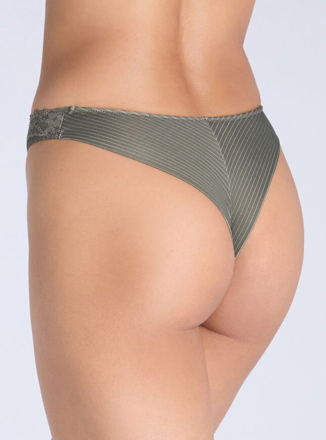 Boux Avenue Charli Modal Blend Stripe Brazilian Knickers - Khaki