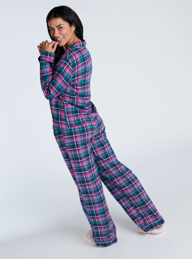 Boux Avenue Check Cotton Pyjamas In A Bag - Navy Multi