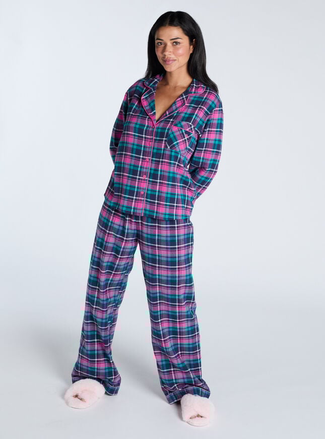 Boux Avenue Check Cotton Pyjamas In A Bag - Navy Multi