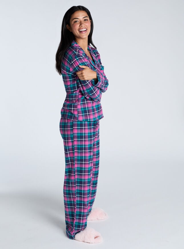 Boux Avenue Check Cotton Pyjamas In A Bag - Navy Multi
