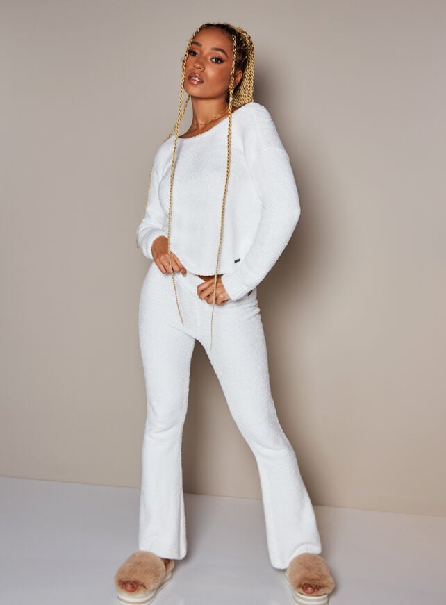 boux avenue Cloud yarn knitted flare trousers - Ivory