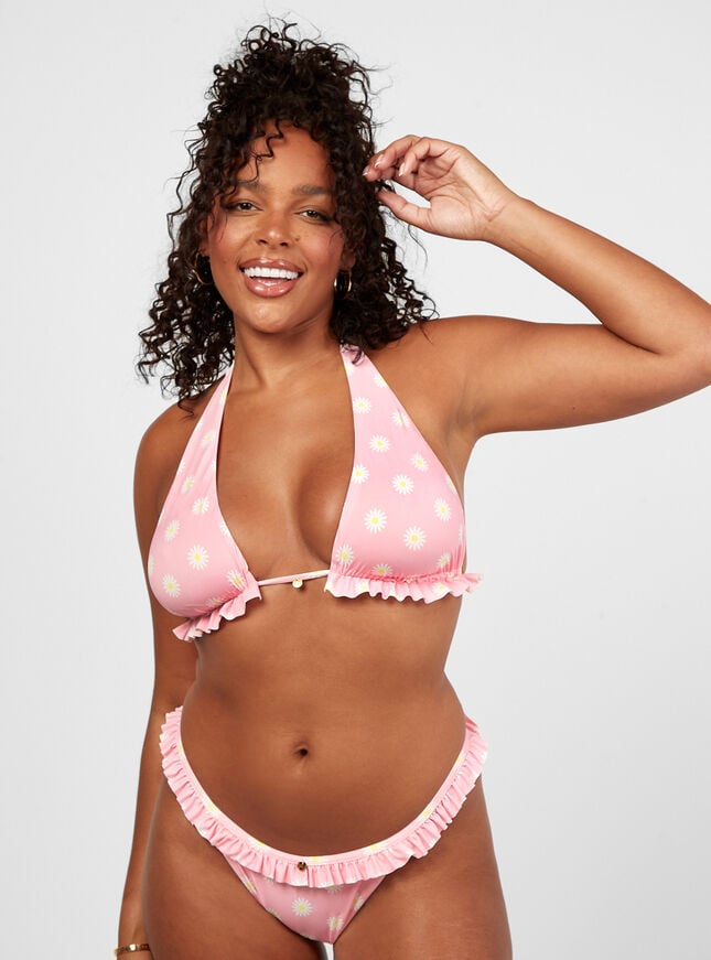 boux avenue Corfu print frill bikini briefs - Pink Mix