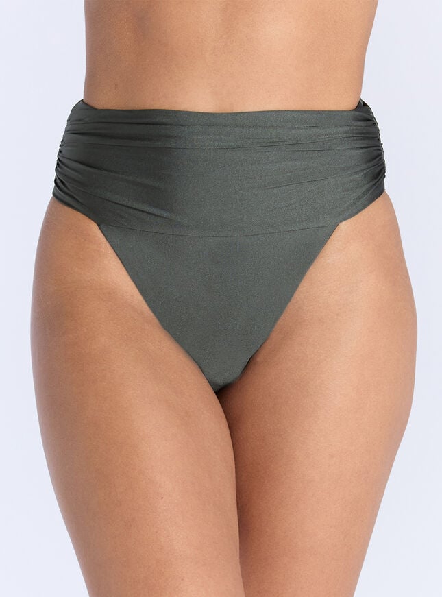boux avenue Cortona ruched high-waisted bikini bottoms - Khaki