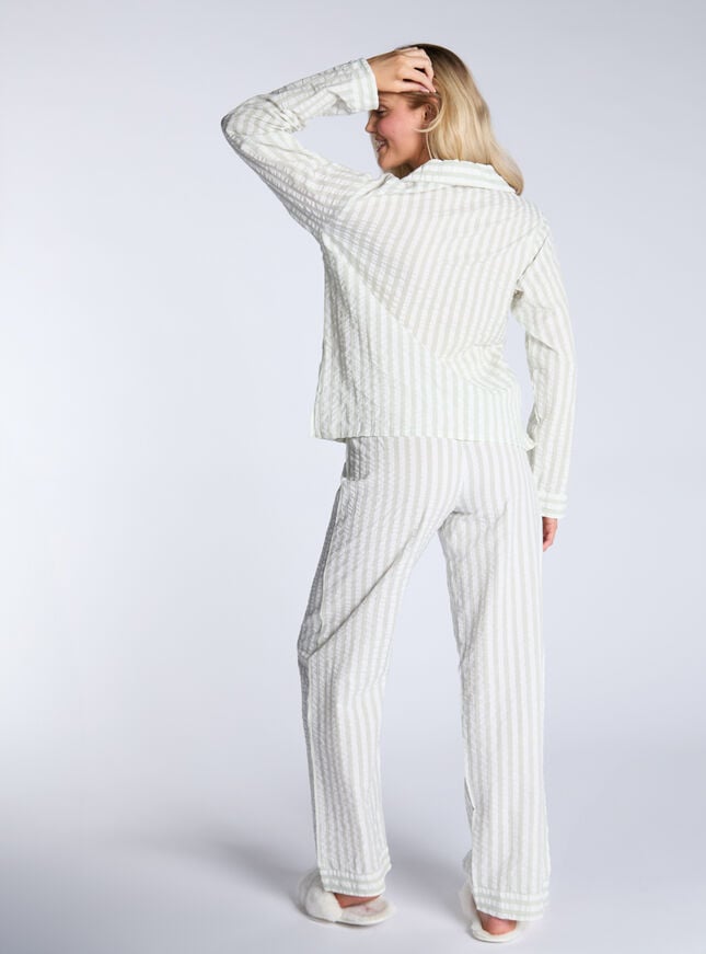 Boux Avenue Crinkle Stripe Cotton Pyjama Set - Sea Green