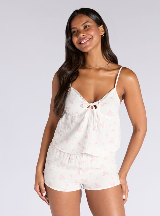 Boux Avenue Ditsy Floral Cotton Short Pyjama Set - Ivory Mix