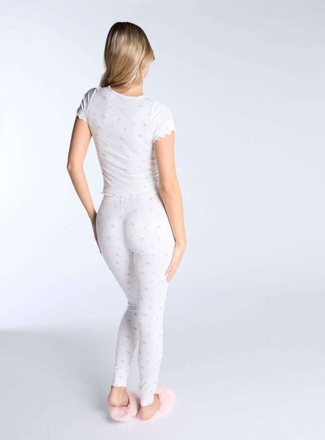 Boux Avenue Ditsy Floral Ribbed Pyjama Set - Ivory Mix