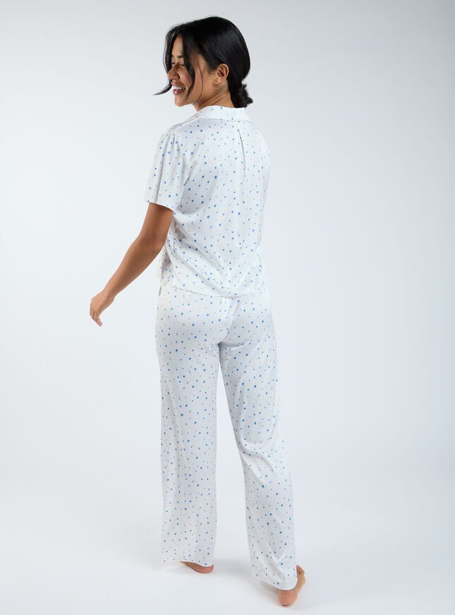 Boux Avenue Ditsy Floral Satin Pyjama Top - Ivory Mix