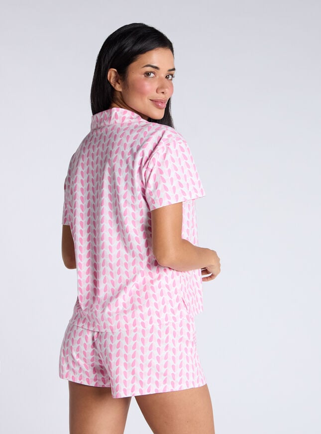 Boux Avenue Ditsy Heart Fleece Short Pyjamas In A Bag - Pink Mix