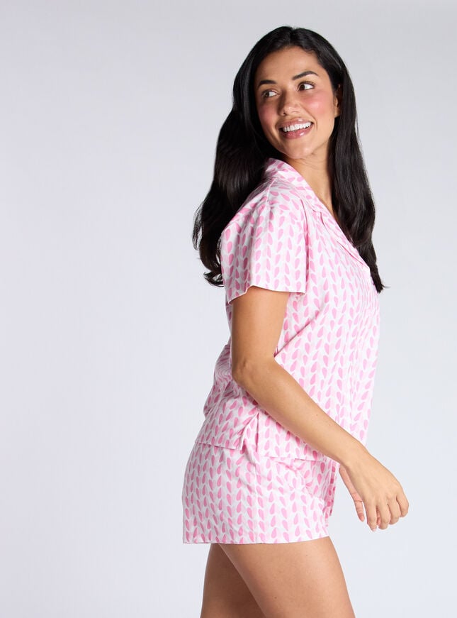 Boux Avenue Ditsy Heart Fleece Short Pyjamas In A Bag - Pink Mix