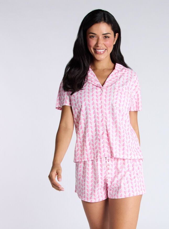 boux avenue Ditsy heart fleece short pyjamas in a bag - Pink Mix