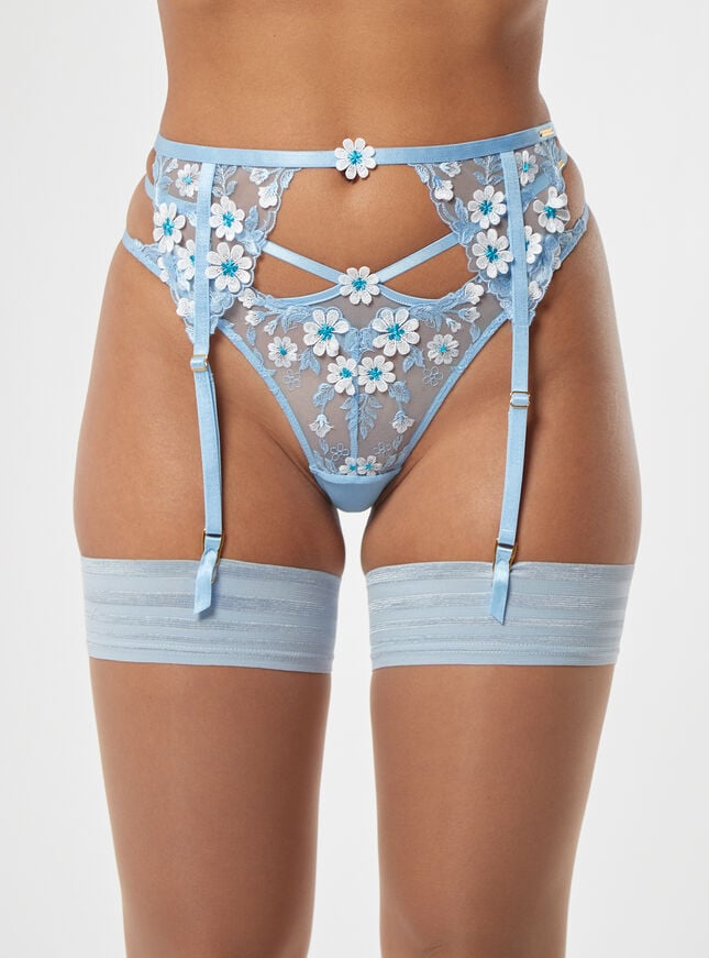 boux avenue Eladie embroidered suspender belt - Blue Mix