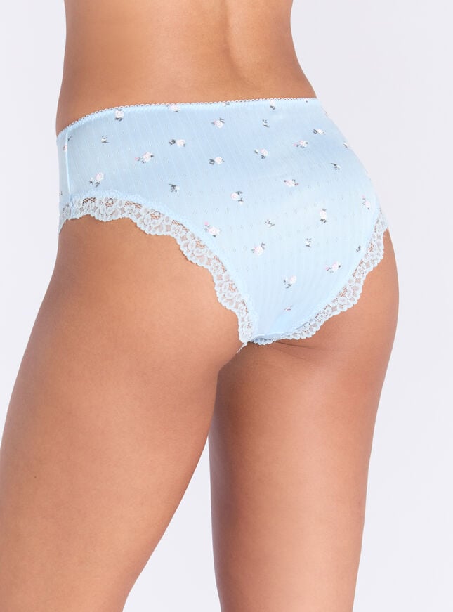 Boux Avenue Eloise Printed Pointelle Shorts - Dusky Blue