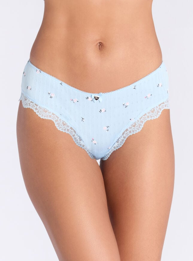 boux avenue Eloise printed pointelle shorts - Dusky Blue