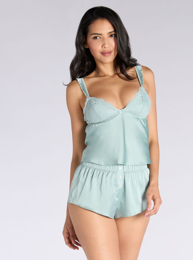Boux Avenue Elphine Satin Short Pyjama Set - Sea Green