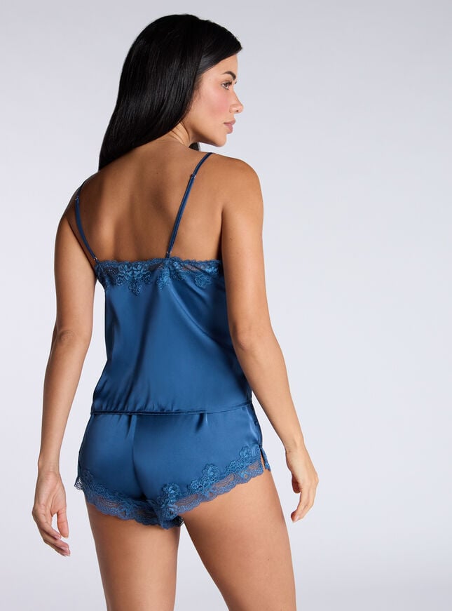 Boux Avenue Etta Satin & Lace Short Pyjama Set - Steel Blue