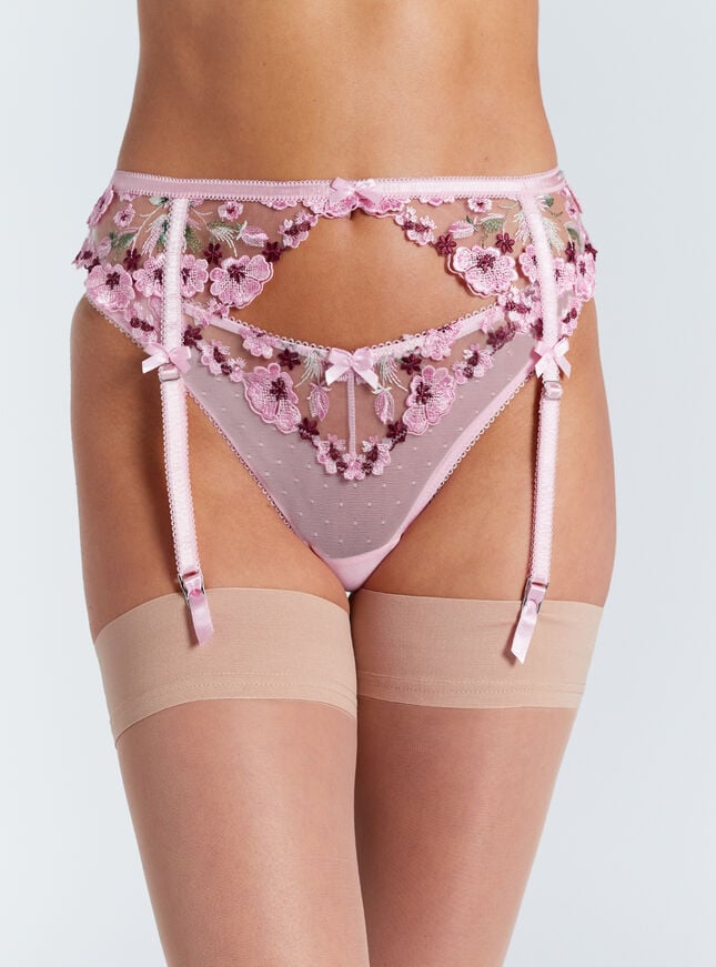 boux avenue Evelyn embroidered suspender belt - Pink Mix