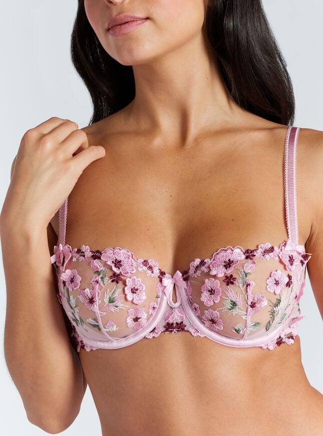 Boux Avenue Evelyn Sheer Embroidered Balconette Bra - Pink Mix