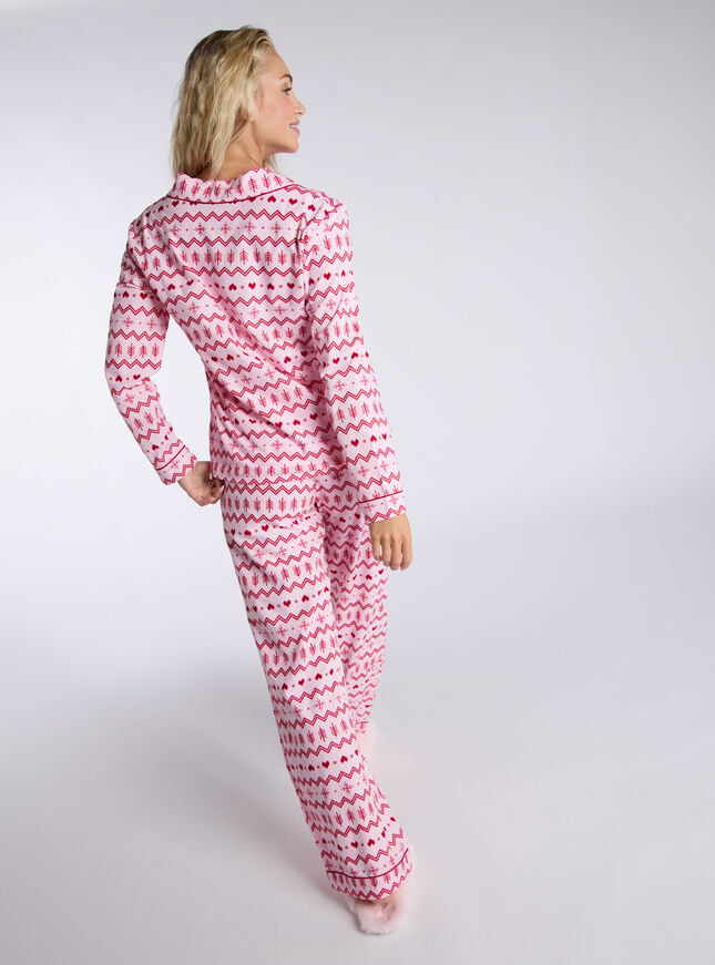 Boux Avenue Fairisle Fleece Pyjamas In A Bag - Pink Mix