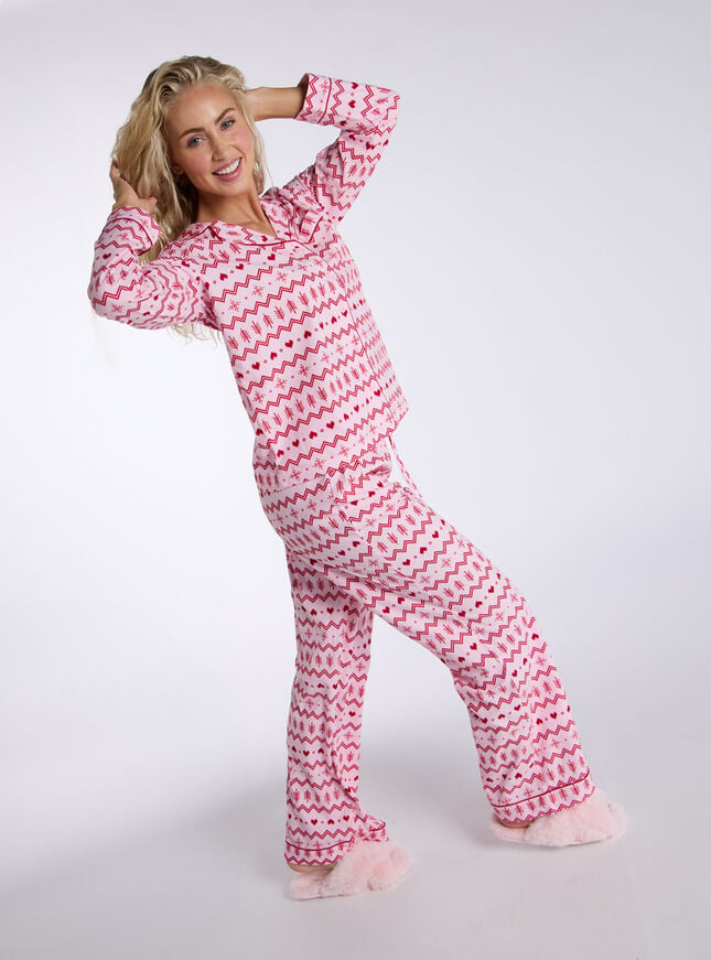 Boux Avenue Fairisle Fleece Pyjamas In A Bag - Pink Mix