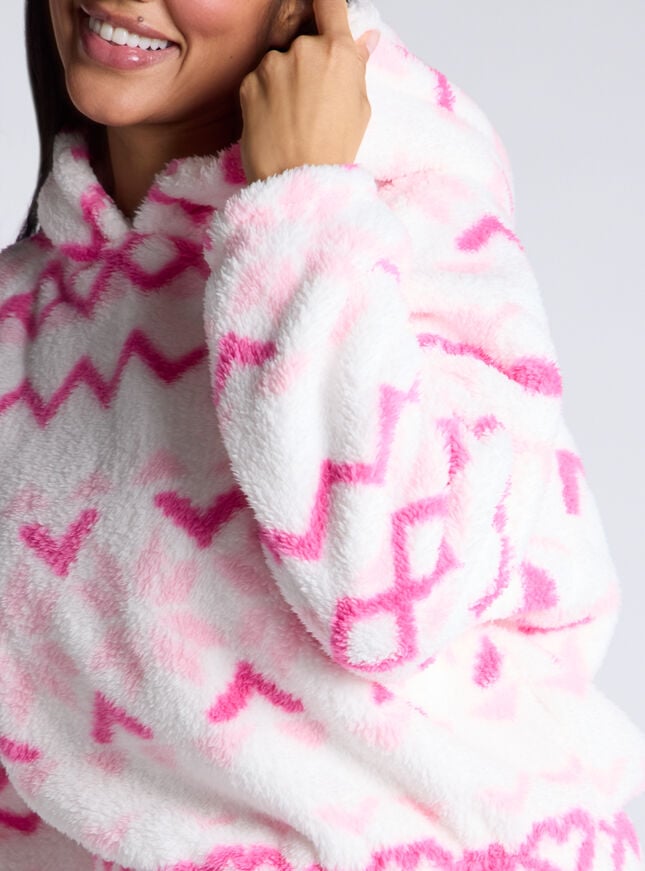 Boux Avenue Fairisle Heart Borg Short Lounge Set - Ivory Mix