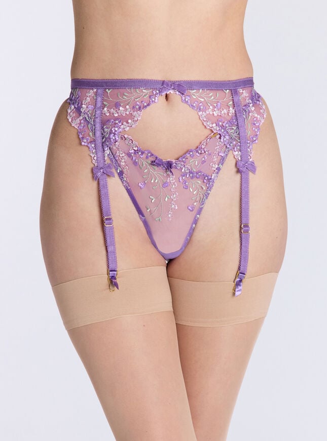 boux avenue Flora embroidered suspender belt - Purple Mix