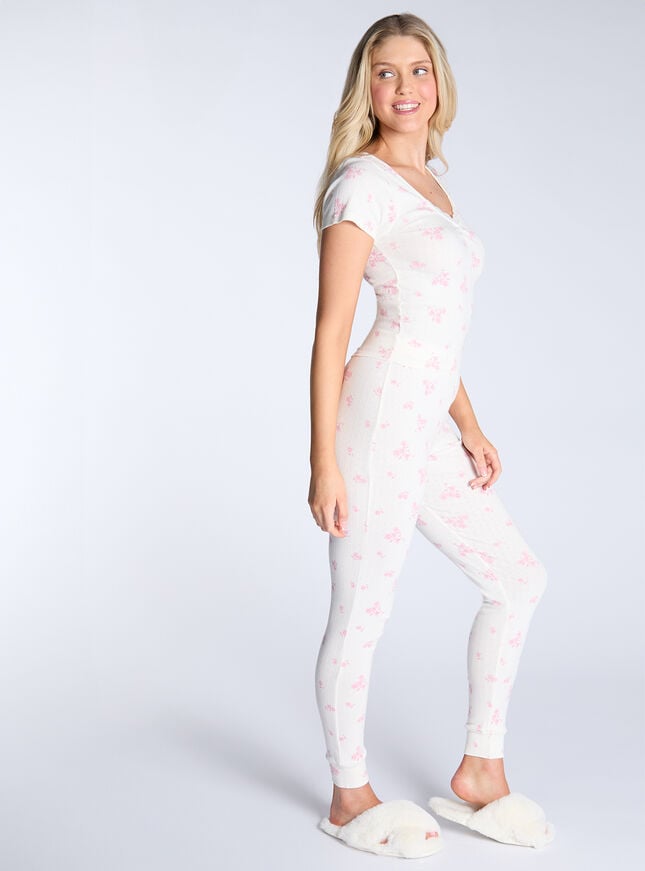 Boux Avenue Floral Cotton Pointelle Pyjama Set - Ivory Mix