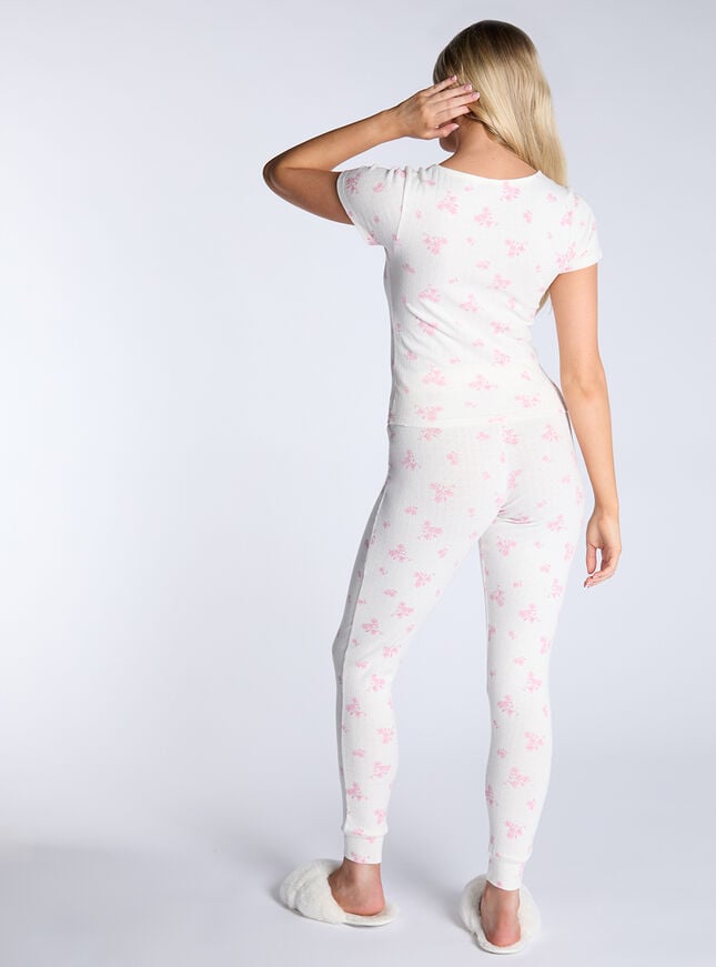 Boux Avenue Floral Cotton Pointelle Pyjama Set - Ivory Mix
