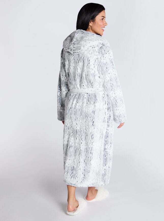 Boux Avenue Fluffy Animal Long Dressing Gown - Grey Mix