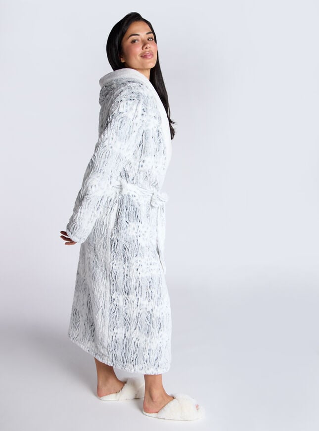 Boux Avenue Fluffy Animal Long Dressing Gown - Grey Mix