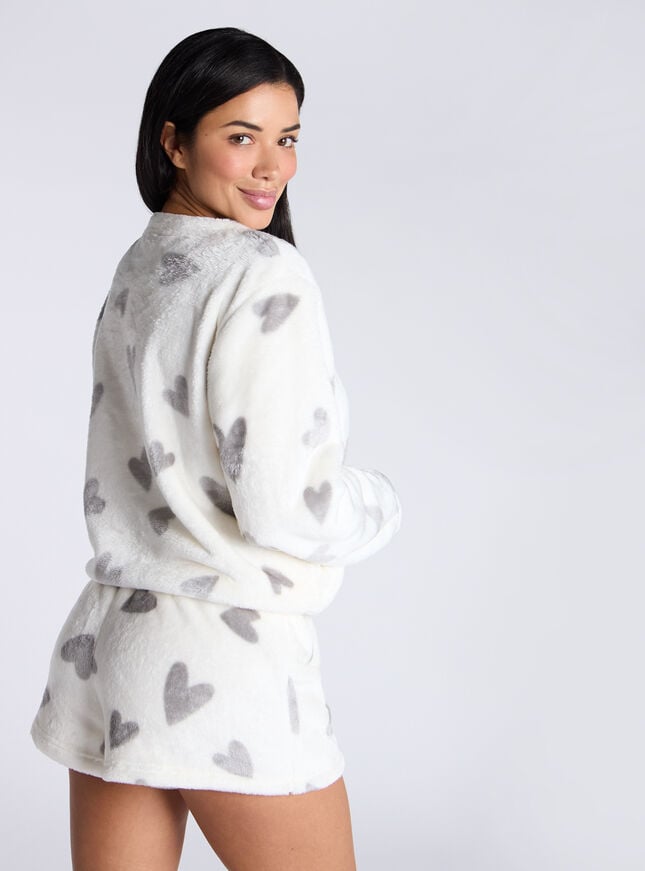 Boux Avenue Fluffy Heart Short Lounge Set - Ivory Mix