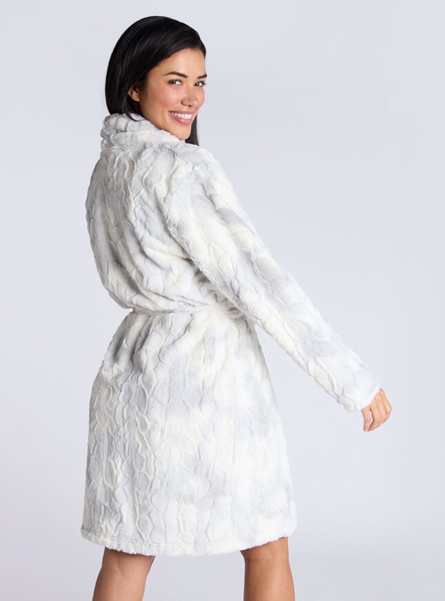 Boux Avenue Fluffy Ombre Midi Dressing Gown - Ivory Mix