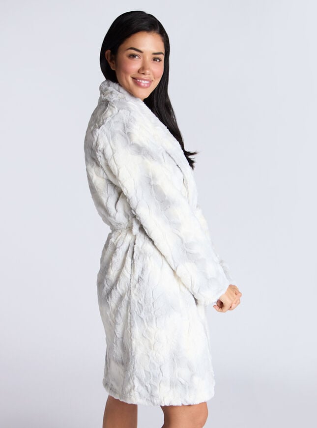 Boux Avenue Fluffy Ombre Midi Dressing Gown - Ivory Mix