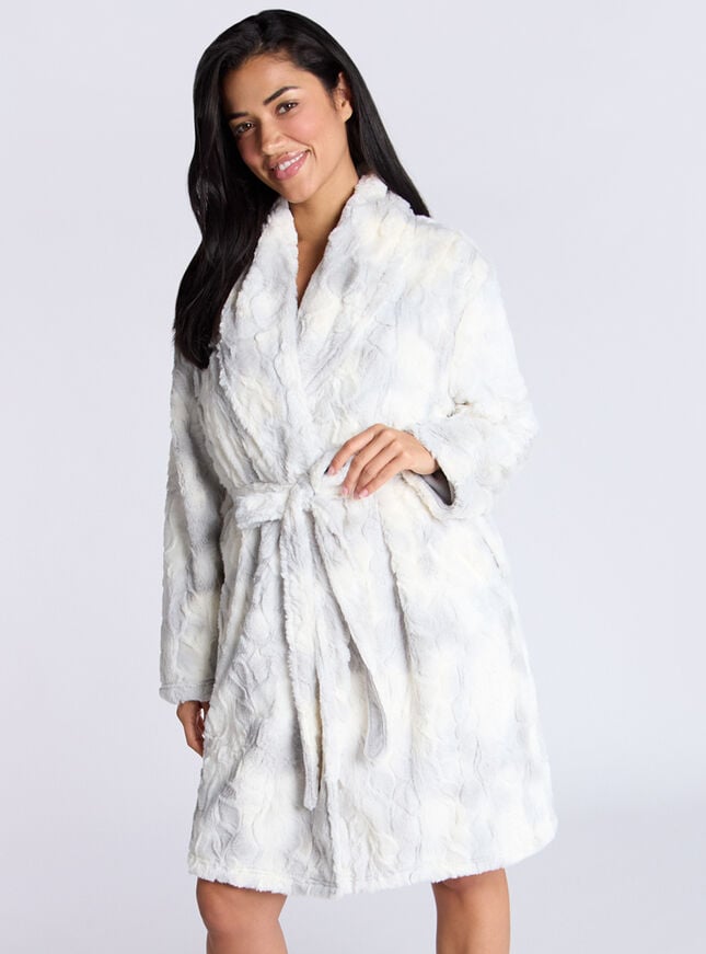boux avenue Fluffy ombre midi dressing gown - Ivory Mix
