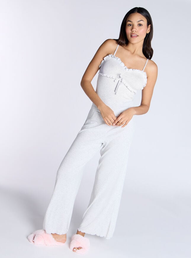 Boux Avenue Frill Ribbed Cami Pyjama Set - Grey Marl Mix