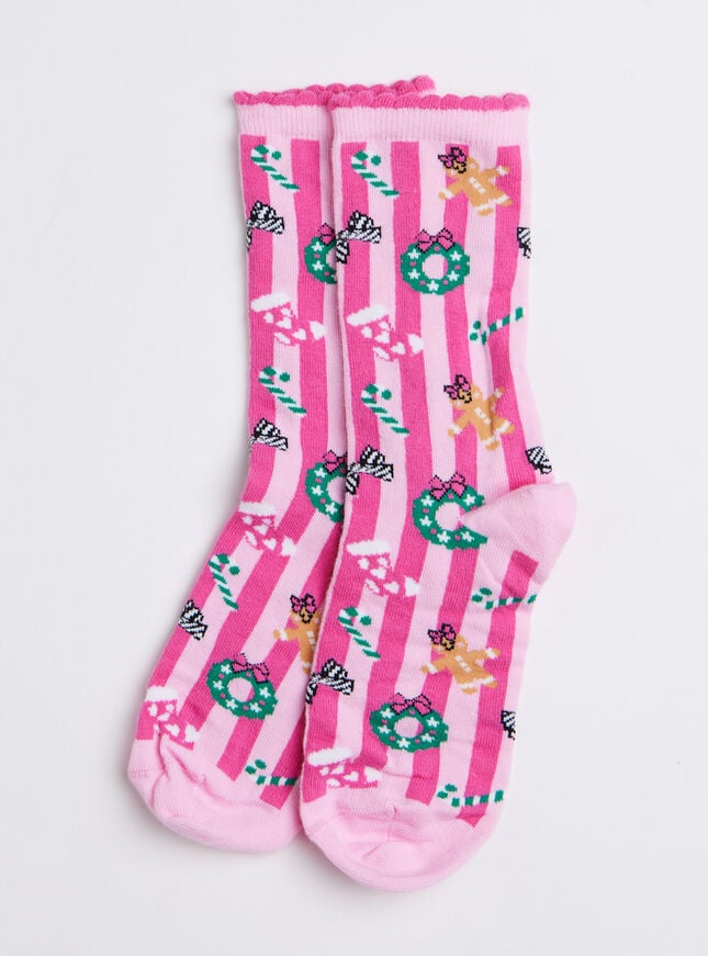Boux Avenue Gingerbread Stripe Cotton Socks In A Bag - Pink Mix
