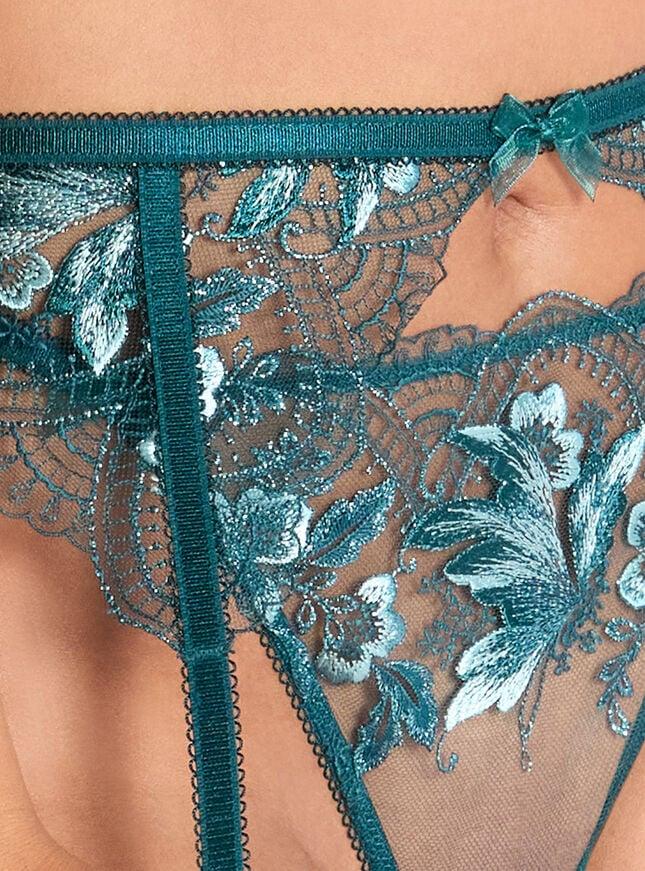 Boux Avenue Gisella Embroidered Suspender Belt - Teal