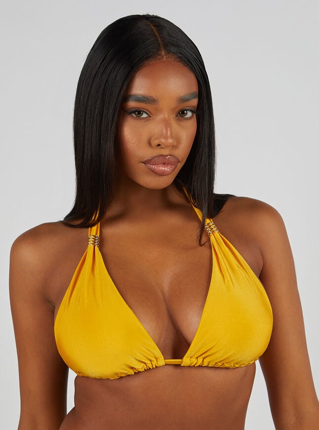 boux avenue Goa ruched triangle bikini top - Yellow Mix